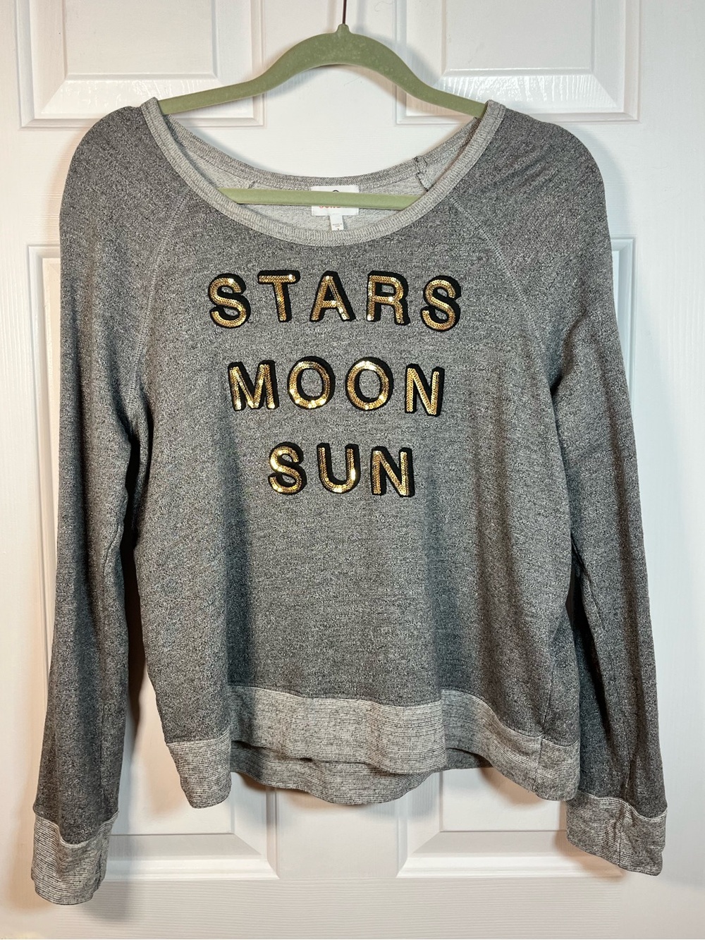 Sundry Gray Crewneck Pullover Sweater Gold Lettering Graphic Sweatshirt